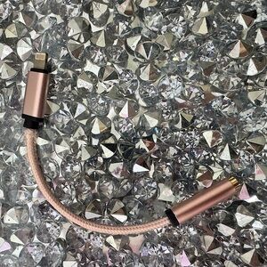 iPhone cord with audio jack adapter rose gold pink cable mini braided cords